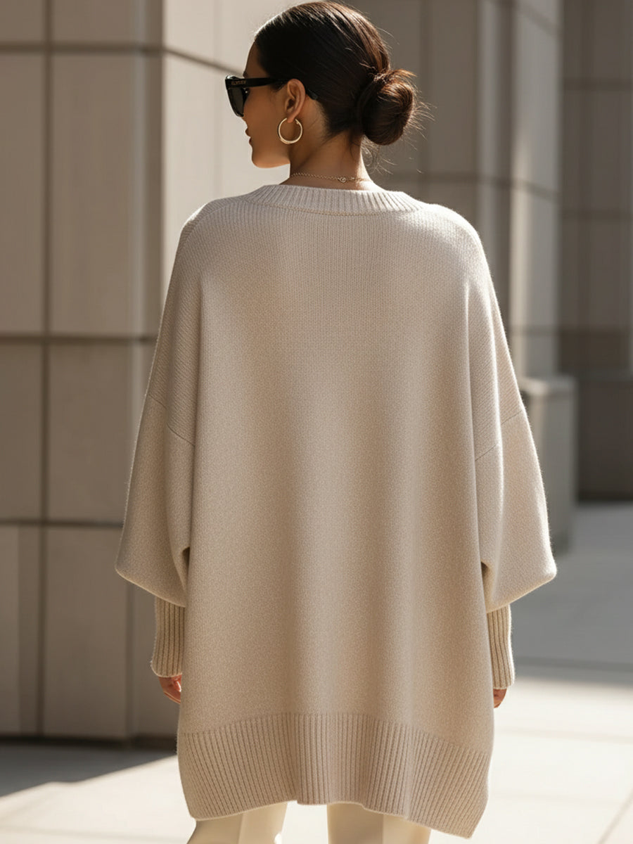 Evelyne – Elegancki sweter z asymetrycznym dołem