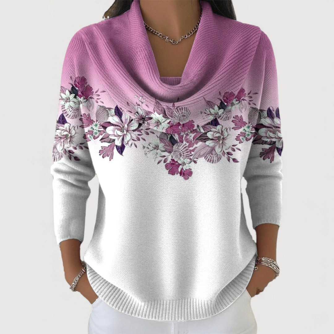 Alora | Kwiatowy sweter z miękkim dekoltem
