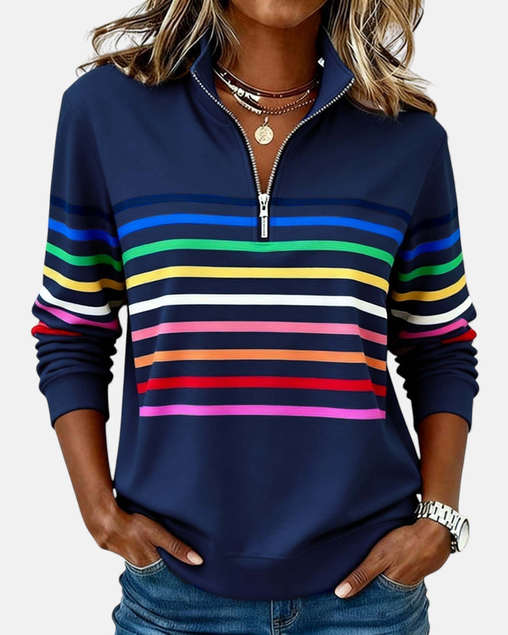 Nina – sweter w paski damski, styl casual